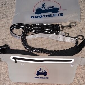 Reflective Black & Gray Bungee Dog Leash with Storage Pouch